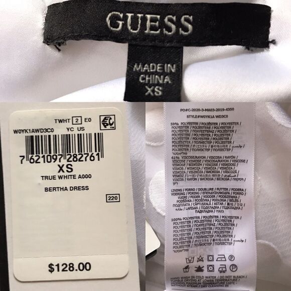 Guess True White Bertha Dotted Long Sleeve Wrap Dress XS NWT - Picture 10 of 10